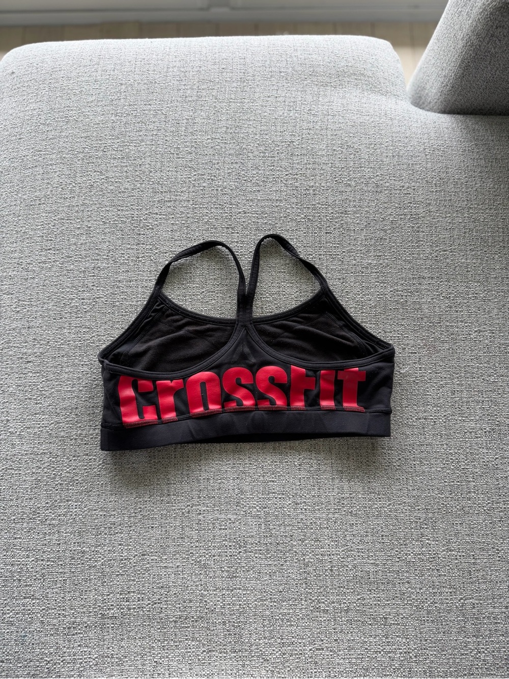 Reebok Black Sports Bra with Red CrossFit Band
